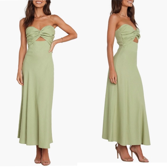 Petal & Pup Rosetta Cutout Cotton & Linen Strapless Dress - Picture 1 of 11